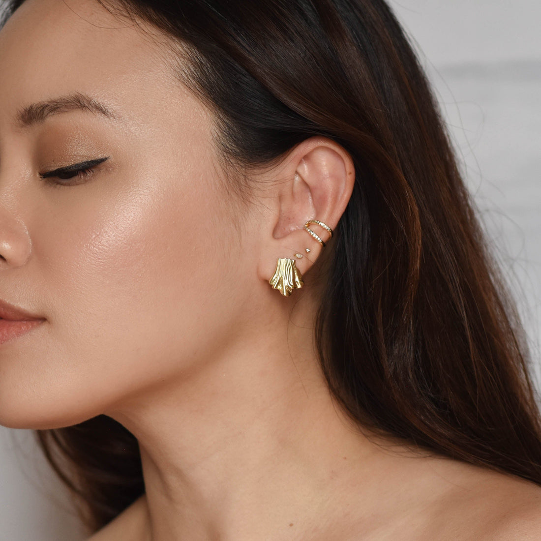 Tara Draped Studs | Gold