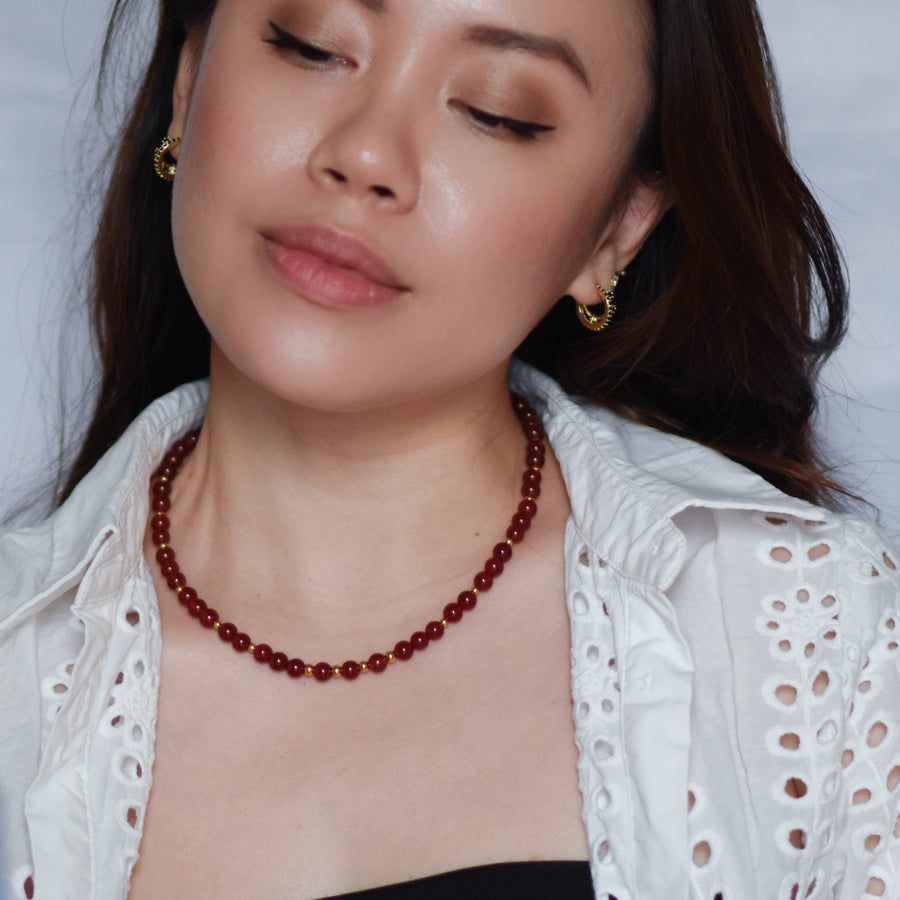 Michaela Red Agate Necklace